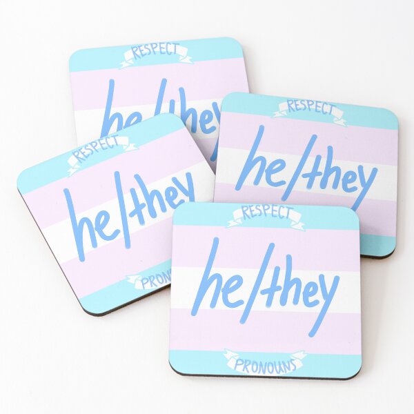 Item preview, he/they - RESPECT PRONOUNS button designed and sold by Kiyye.