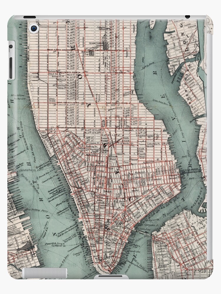 Vintage Karte Von New York City 17 Ipad Hulle Skin Von Bravuramedia Redbubble