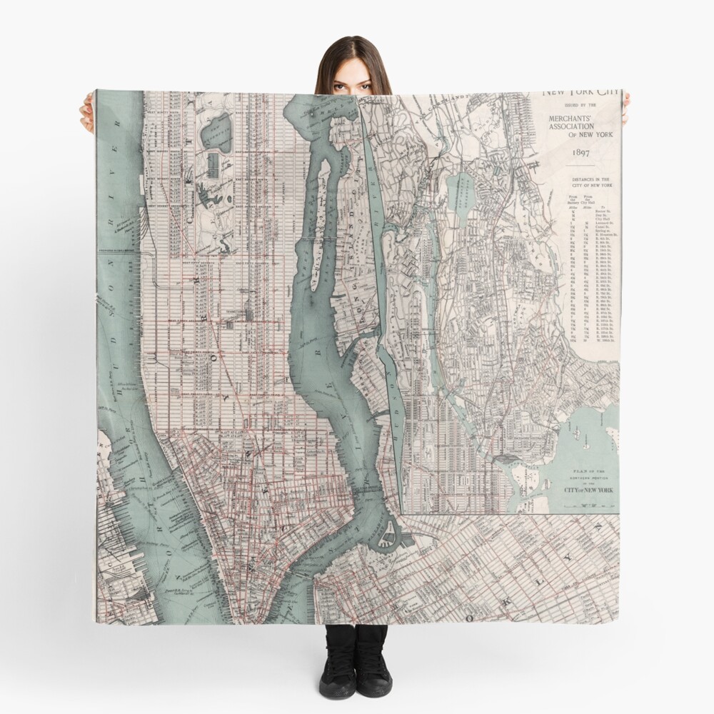 Vintage Map of New York City (1897) Scarf