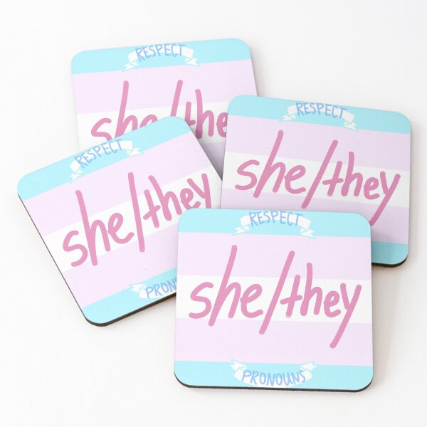 Item preview, she/they - RESPECT PRONOUNS button designed and sold by Kiyye.