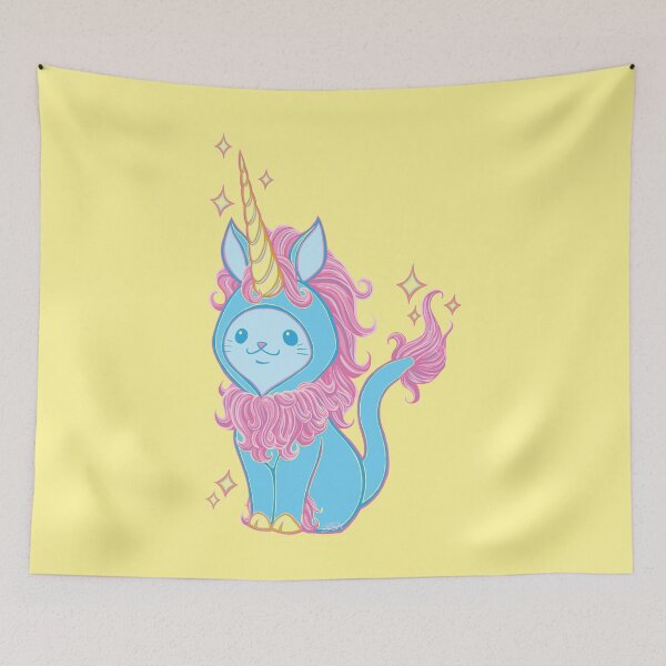 Item preview, Light Blue Cat Wears Blue Raspberry Princess Unicorn Onesie designed and sold by biimyselfandi.