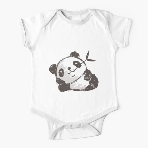 Panda that is relaxing Short Sleeve Baby One-Piece
