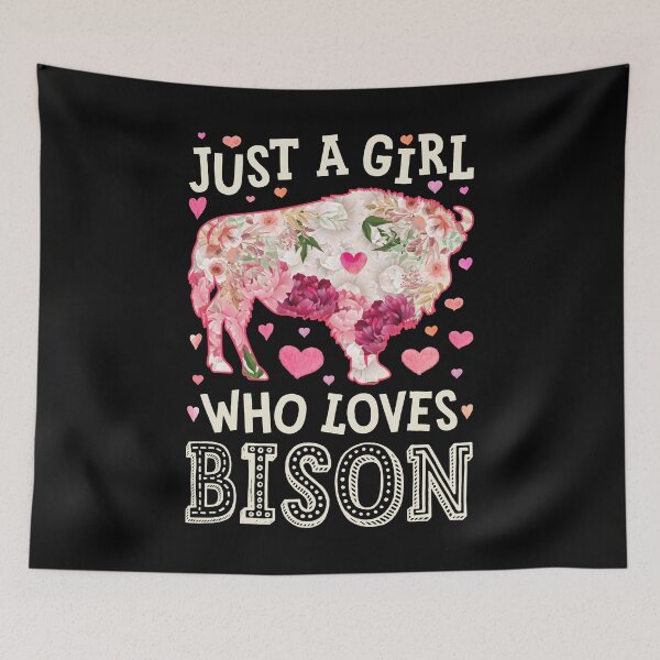 Item preview, Just a Girl Who Loves Bison Flower Shirt for Girls Women Kids Animal Lover Gifts designed and sold by LiqueGifts.