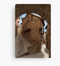 Narrow streets and archways of Albarracin, Aragon, Spain Canvas Print