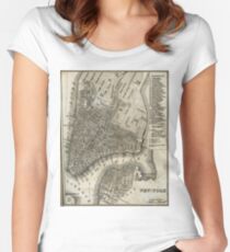Camiseta entallada de cuello redondo Vintage Map of New York City (1842)