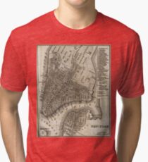 Camiseta de tejido mixto Vintage Map of New York City (1842)