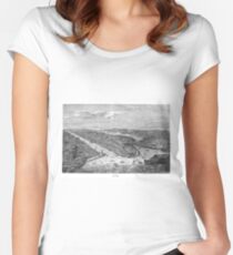 Camiseta entallada de cuello ancho Vintage Pictorial Map of New York City (1886)