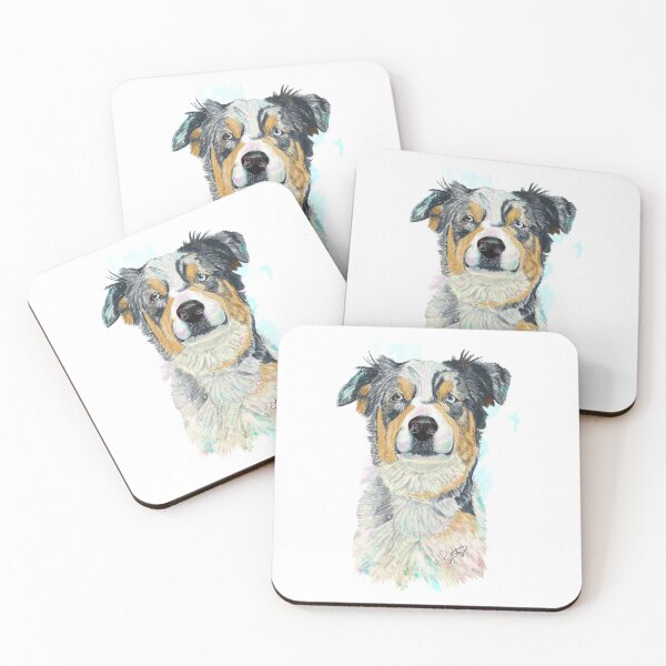 Item preview, Swinney the Australian Shepherd Splash Watercolor designed and sold by slaterza.