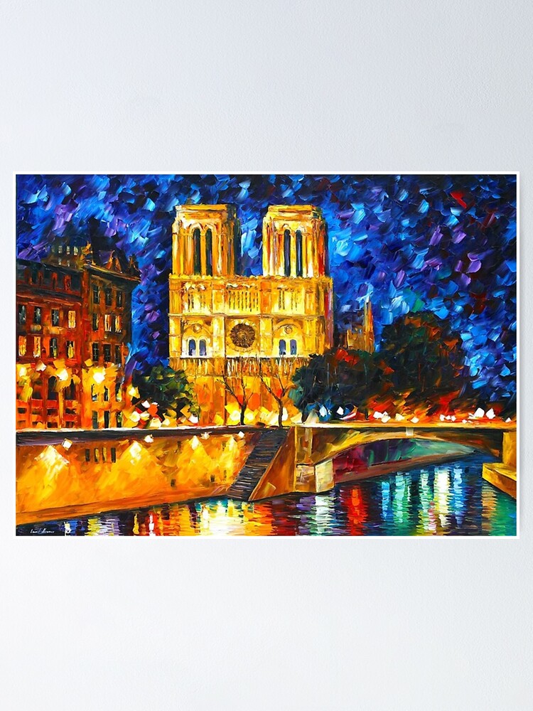 /'Notre Dame at Night/' Acrylic Painting on Canvas