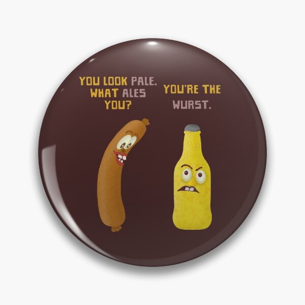 Item preview, Beer Ale Bratwurst Joke Funny Cartoon Pun Dark Shirt Version designed and sold by emkayhess.