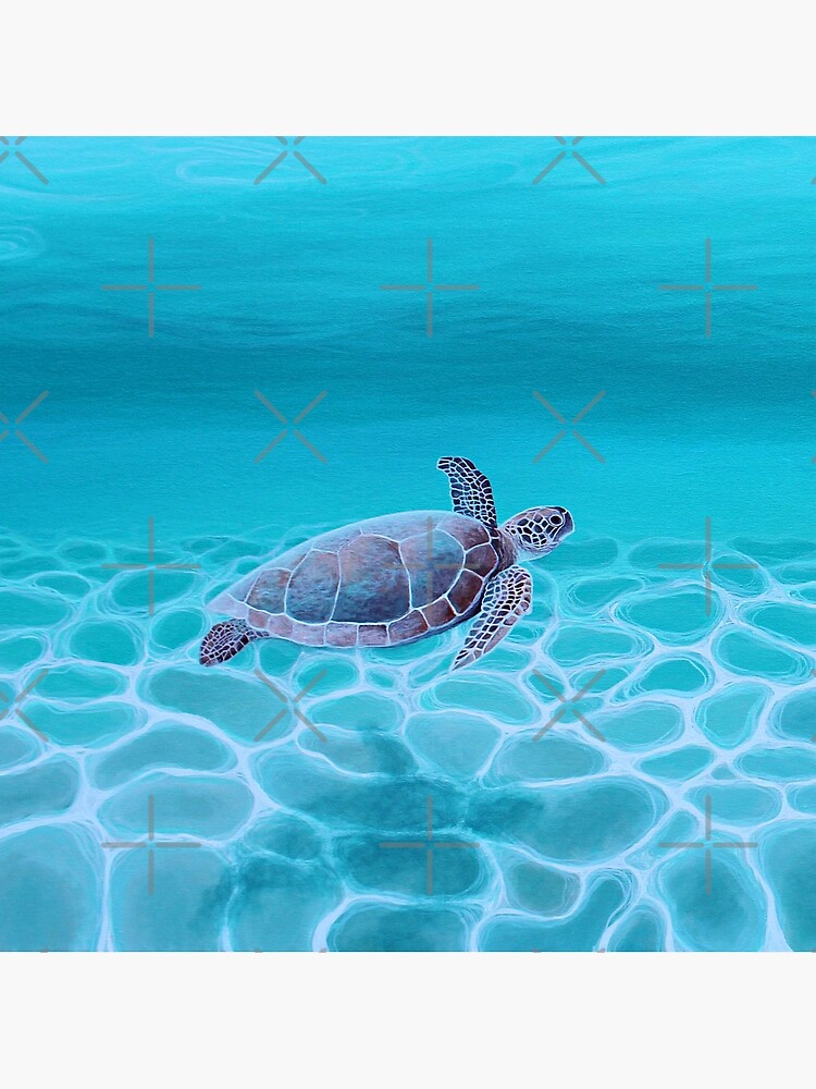 Thumbnail 4 of 4, Pillow, Turquoise Ocean Turtle designed and sold by grimmhewitt67.