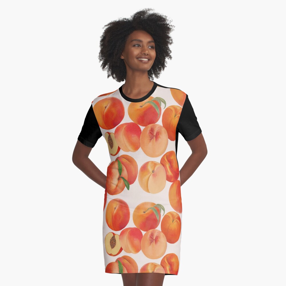 Peaches, Nectarines, Tropical Fruit Graphic T-Shirt Dress