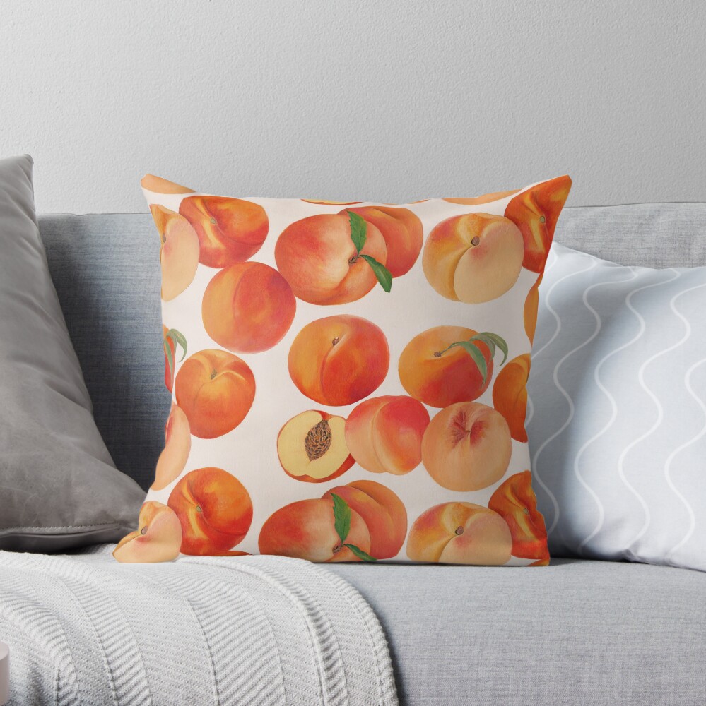 Peaches, Nectarines, Tropical Fruit Throw Pillow