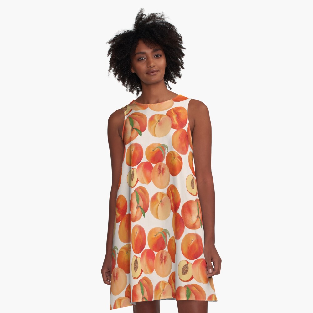 "Peaches, Nectarines, Tropical Fruit" ALine Dress for Sale by penwork