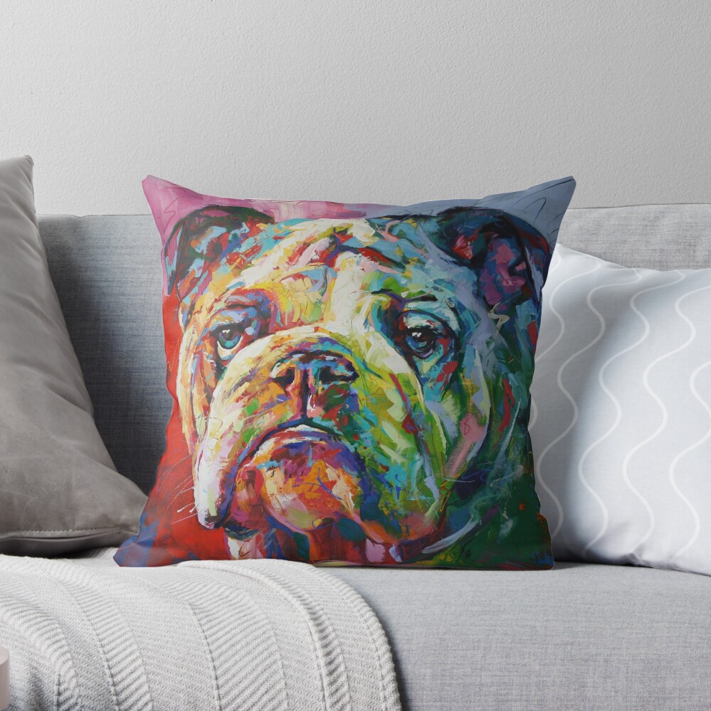 english bulldog christmas pillow