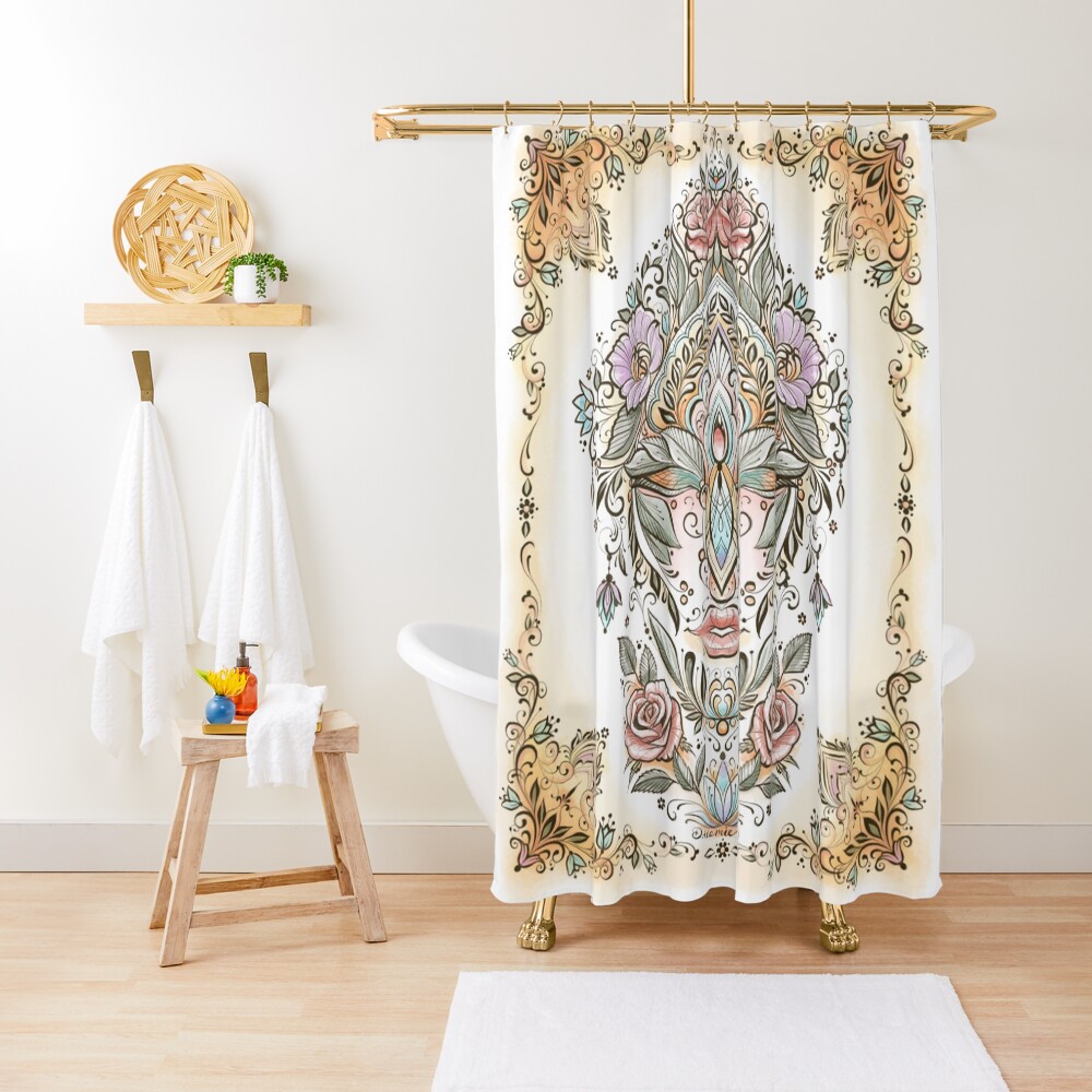 Dreamie's Green Goddess Colored Shower Curtain