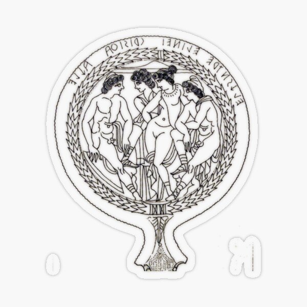 Drawing of an Etruscan Bronze Mirror with a Scene from the Trojan War in the Metropolitan Museum of Art Transparent Sticker