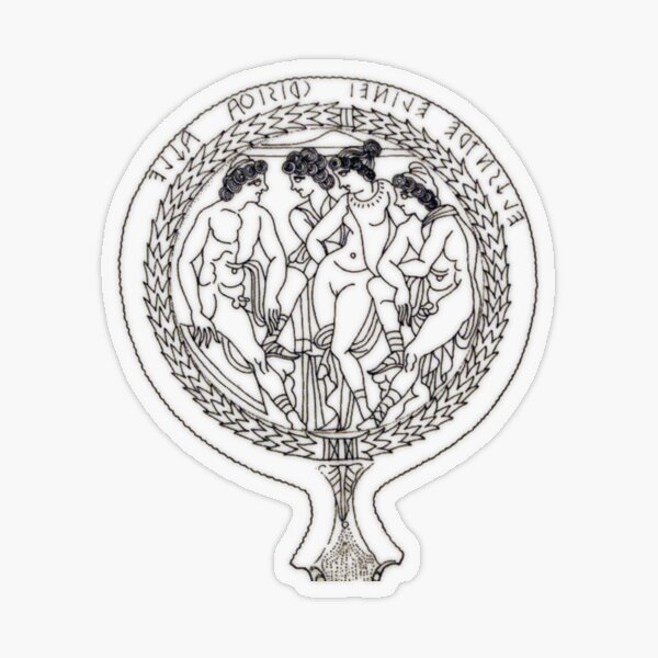 Drawing of an Etruscan Bronze Mirror with a Scene from the Trojan War in the Metropolitan Museum of Art Transparent Sticker