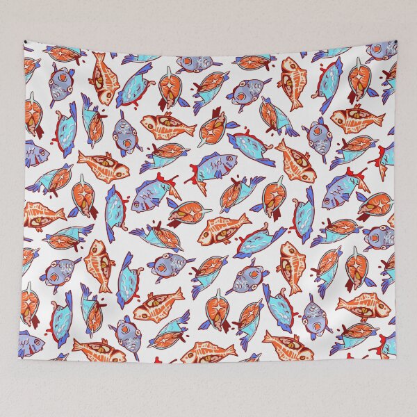 Item preview, seamless dead fish cross section pattern in white designed and sold by Bob Wong.