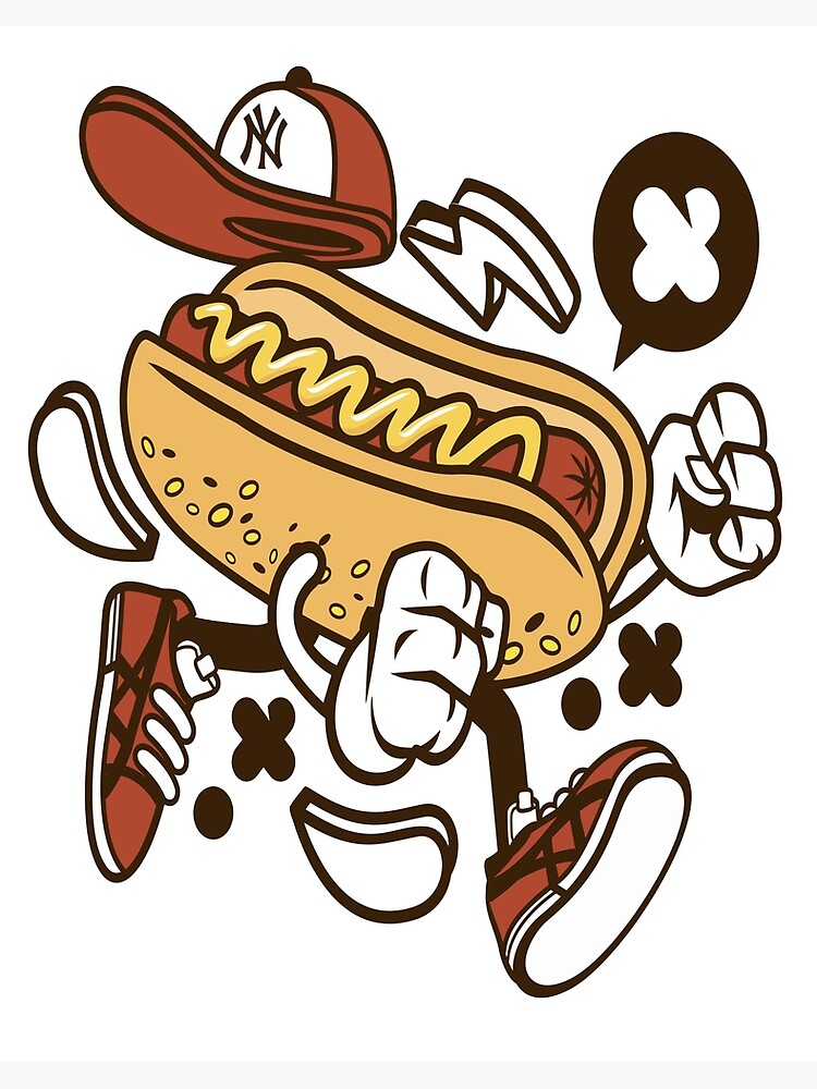 Lámina rígida «Salchichas de dibujos animados de hot dog con tapa» de  CBShirtStar | Redbubble