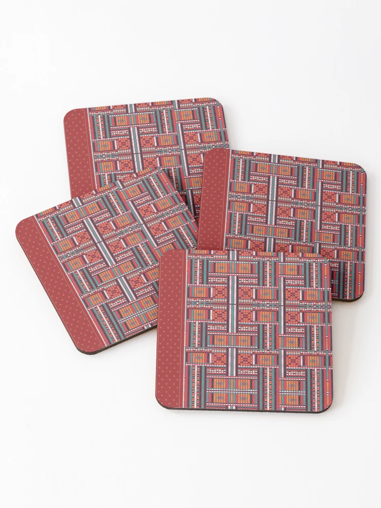 Thumbnail 1 of 5, Coasters (Set of 4), Tribal Aztec Rug Pattern designed and sold by belvederestore.