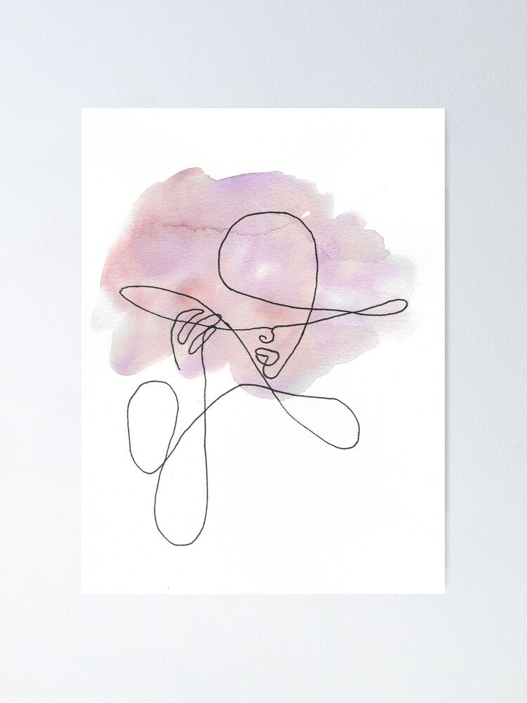 Single Line Art Watercolor" Poster By Signatureart | Redbubble