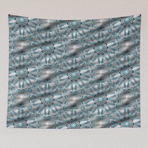 Item preview, Blue mandala flower on silver designed and sold by iRenza.