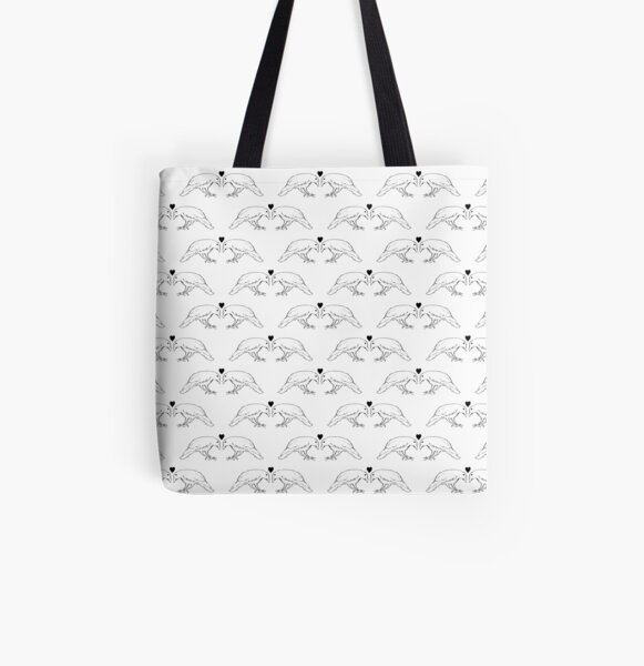 Crows in Love All Over Print Tote Bag