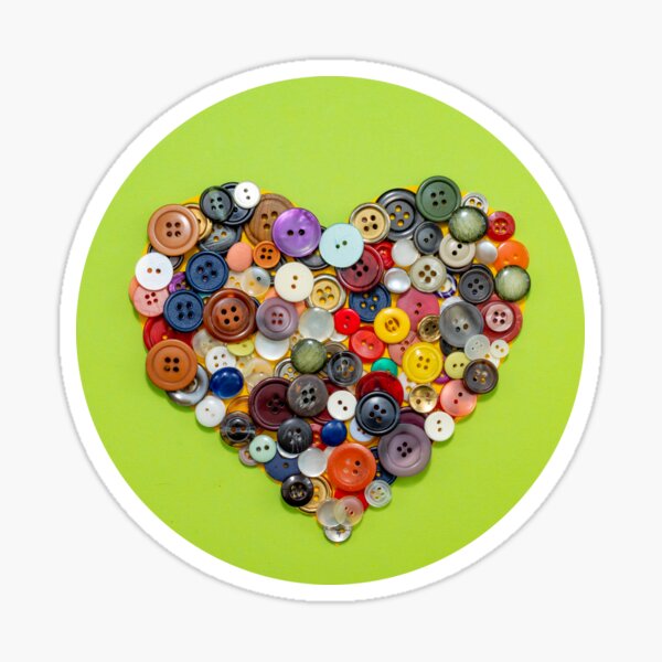 Many buttons for sewing in a heart shape Sticker