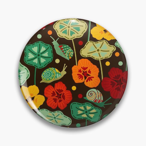Item preview, Nasturtiums & Snails On Brown  designed and sold by TigaTiga.