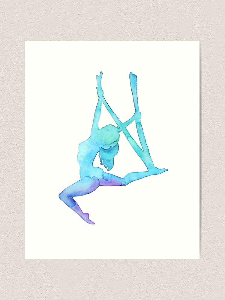 Aperçu 1 sur 3. Impression artistique avec l'œuvre Fille aérienne - yoga anti-gravité créée et vendue par balgrittella.
