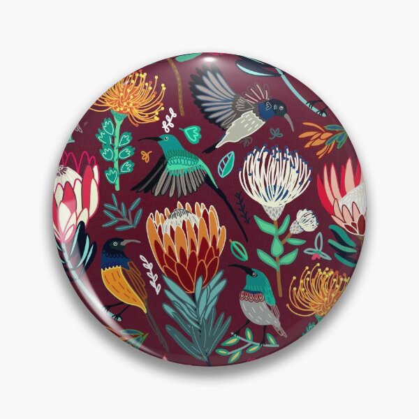 Item preview, Sunbirds & Proteas On Maroon  designed and sold by TigaTiga.