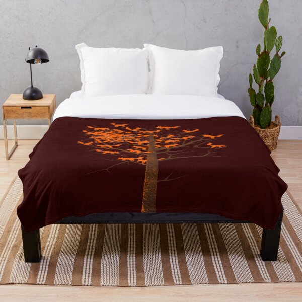 Blazing Fox Tree Throw Blanket
