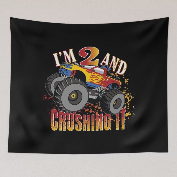 Item preview, I'm 2 And Crushing It 2nd Birthday Child Monster Truck Party print designed and sold by Grabitees.