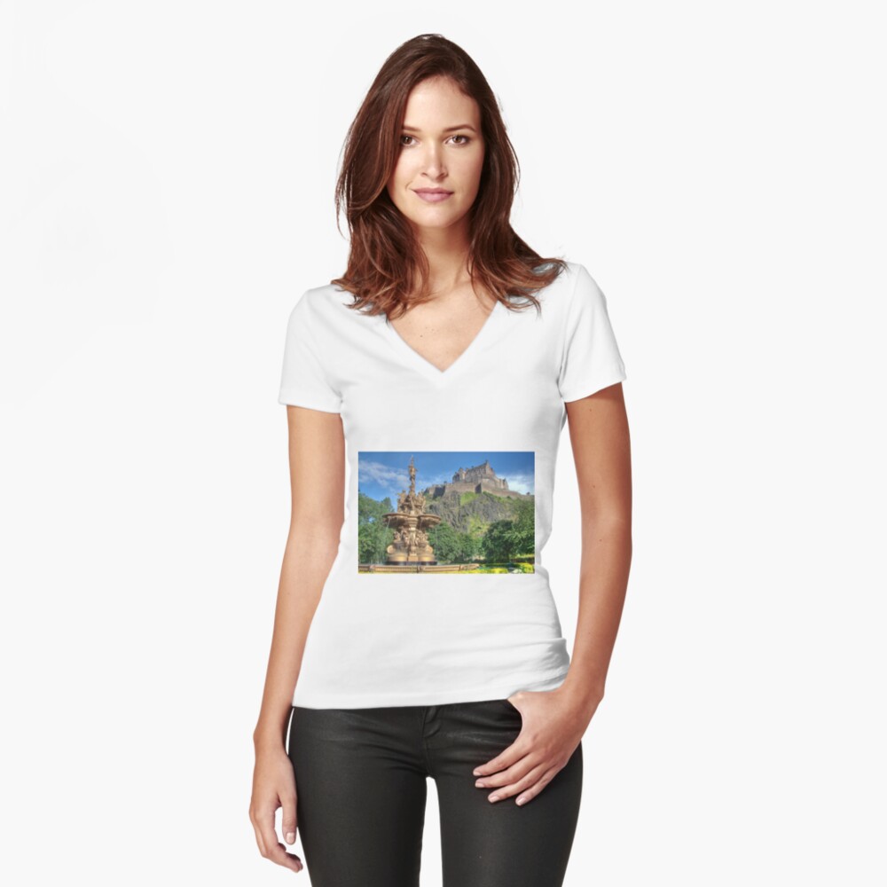 Item preview, Fitted V-Neck T-Shirt designed and sold by goldyart.