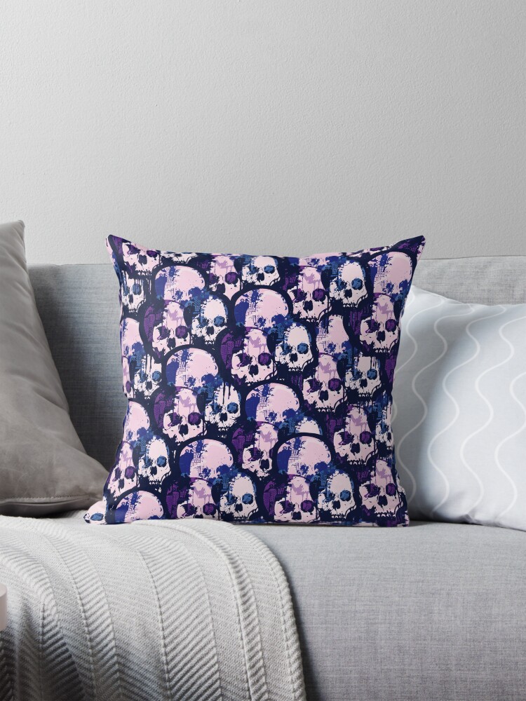 Thumbnail 1 of 4, Pillow, Skull City designed and sold by fixtape.