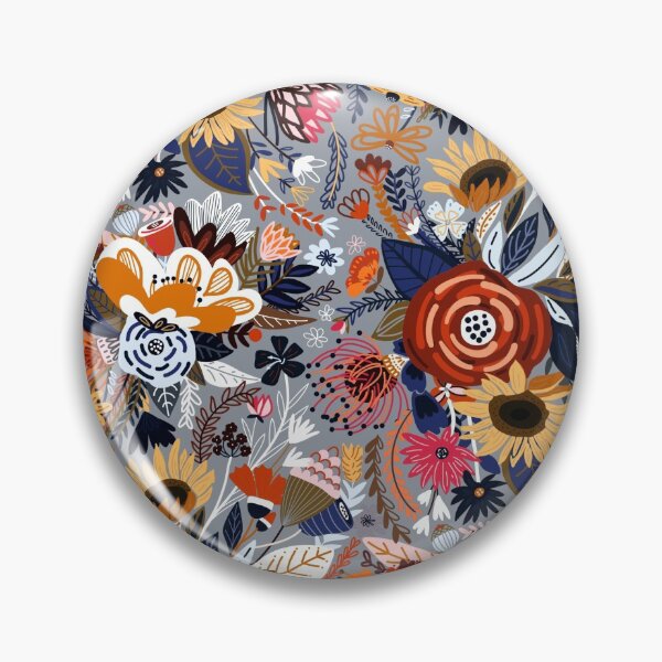 Item preview, Popping Floral - Orange & Navy  designed and sold by TigaTiga.