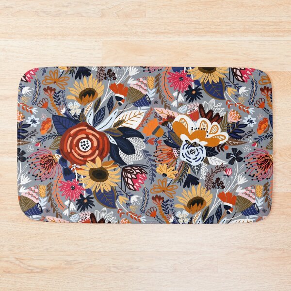 Item preview, Popping Floral - Orange & Navy  designed and sold by TigaTiga.