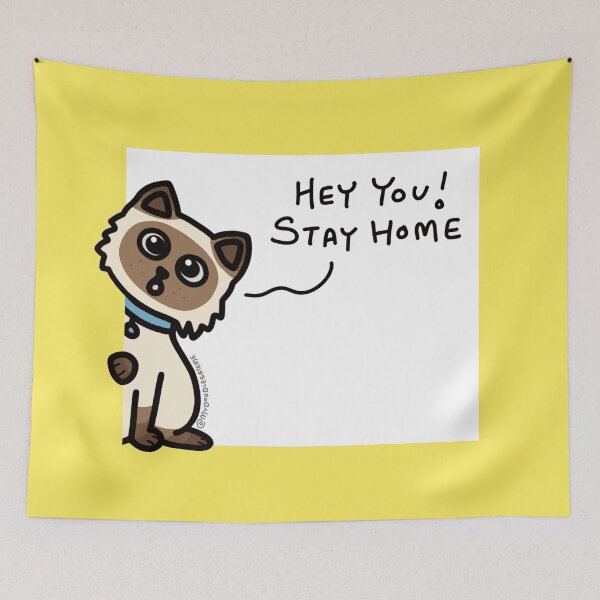 Item preview, Meezer - Birman Cat - Siamese Cat - Himalayan Cat - Stay Home (Yellow) designed and sold by mydoodlesateme.
