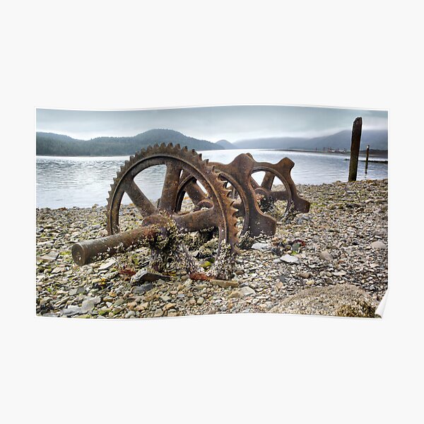 Abandoned wheel on the beach Poster