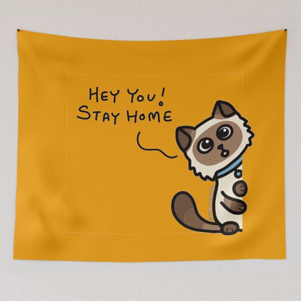 Item preview, Meezer - Birman Cat - Siamese Cat - Himalayan Cat - Stay Home (Orange) designed and sold by mydoodlesateme.