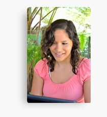 Attractive young brunette businesswoman Canvas Print