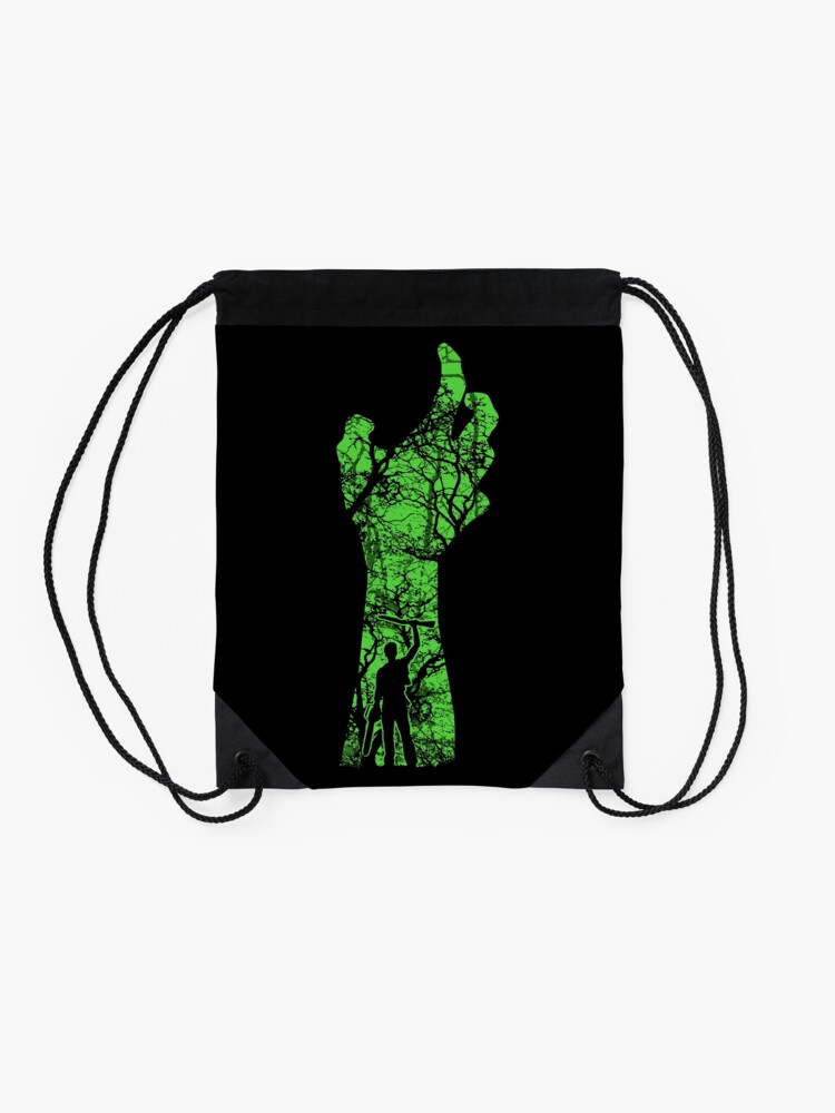 Drawstring Bag, EVIL DEAD - HAND'S UP designed and sold by Charlie-Cat