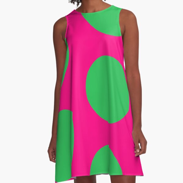 green and pink dress