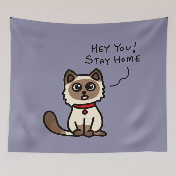 Item preview, Meezer - Birman Cat - Siamese Cat - Himalayan Cat - Stay Home (Purple) designed and sold by mydoodlesateme.