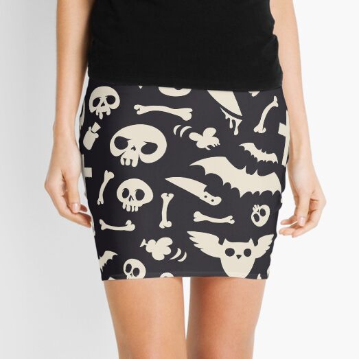 Halloween Symbols Pattern Contrast Mini Skirt