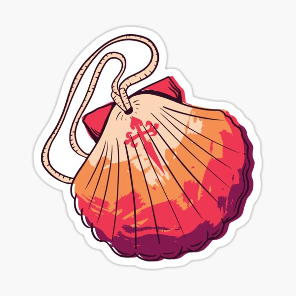 Red Scallop Seashell Sticker