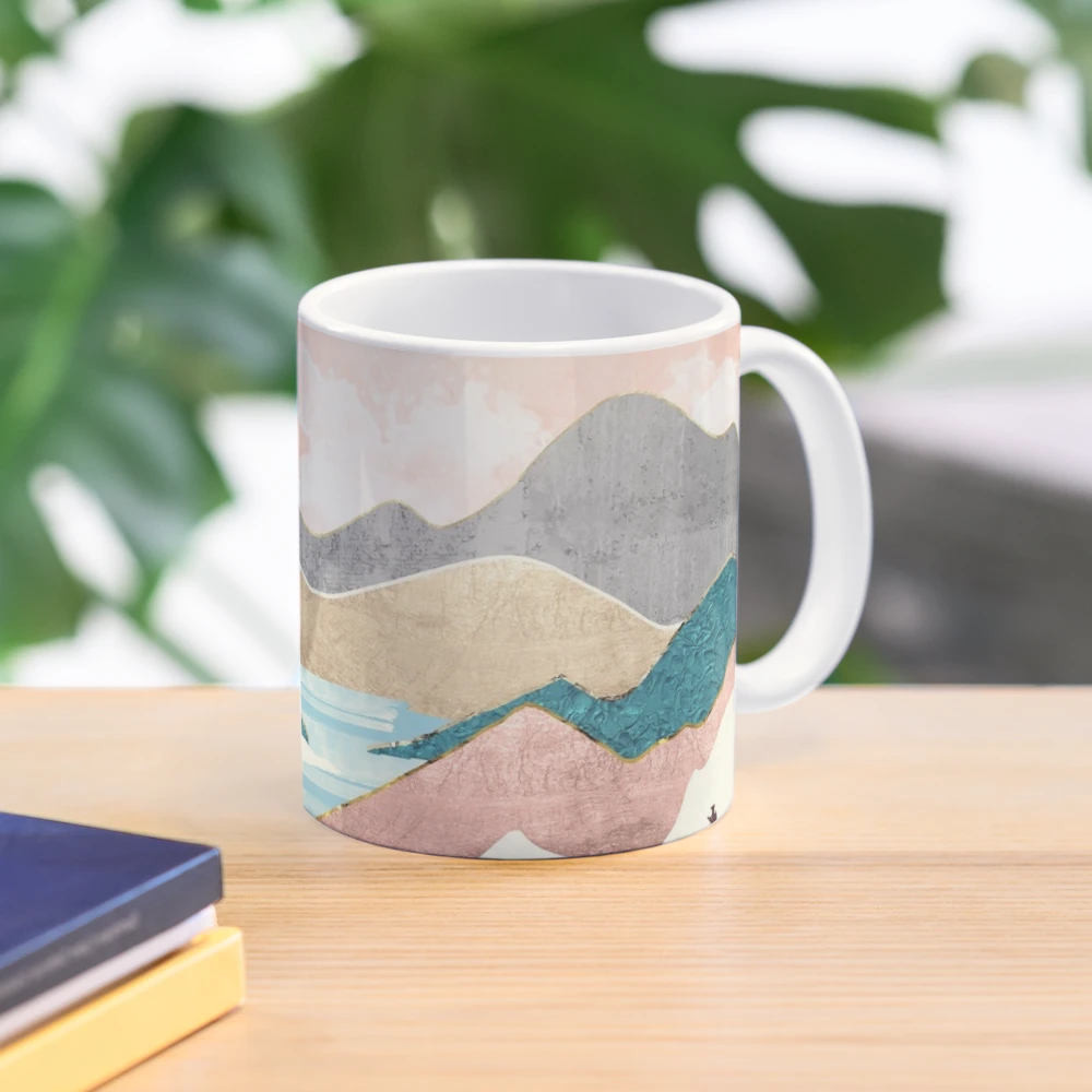 Summer Sunrise Camping Sculpted Stoneware Coffee Mugs, Set of 6