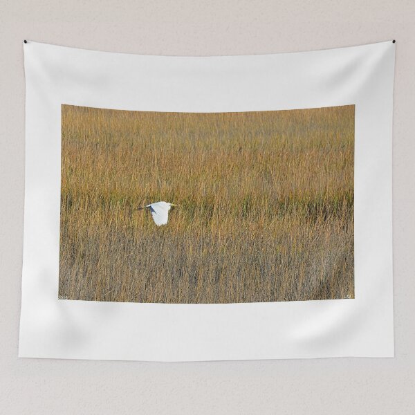 Item preview, Egret Flying Over The Reeds designed and sold by LisaWootenPhoto.