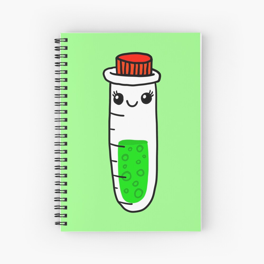 Cuaderno de espiral «lindo patrón científico, una botella de muestra kawaii  o un tubo de ensayo. doodle de química» de jjartanddrawing | Redbubble